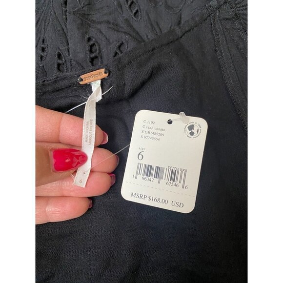 Free People BNWT womens "daniella" eyelet mini button up dress BNWT sz 6 NEW - Picture 10 of 12